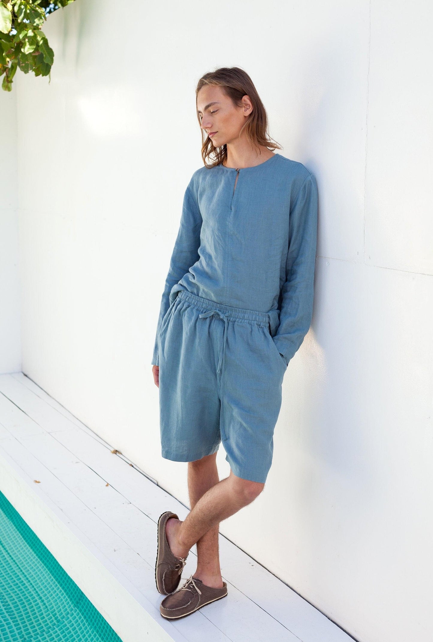 Men’s Washed Linen Shorts, LUPINE Relaxed Fit Summer Shorts