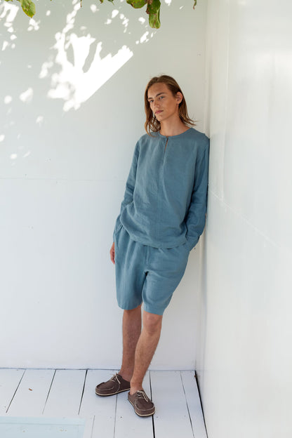 Men’s Washed Linen Shorts, LUPINE Relaxed Fit Summer Shorts