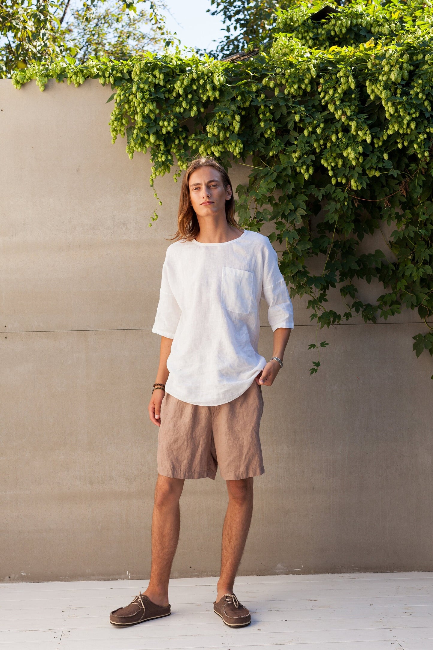 Men’s Relaxed Linen Shorts LUPINE, Breathable European Flax Pull-On Shorts