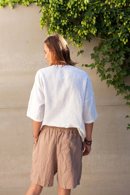 Men’s Relaxed Linen Shorts LUPINE, Breathable European Flax Pull-On Shorts