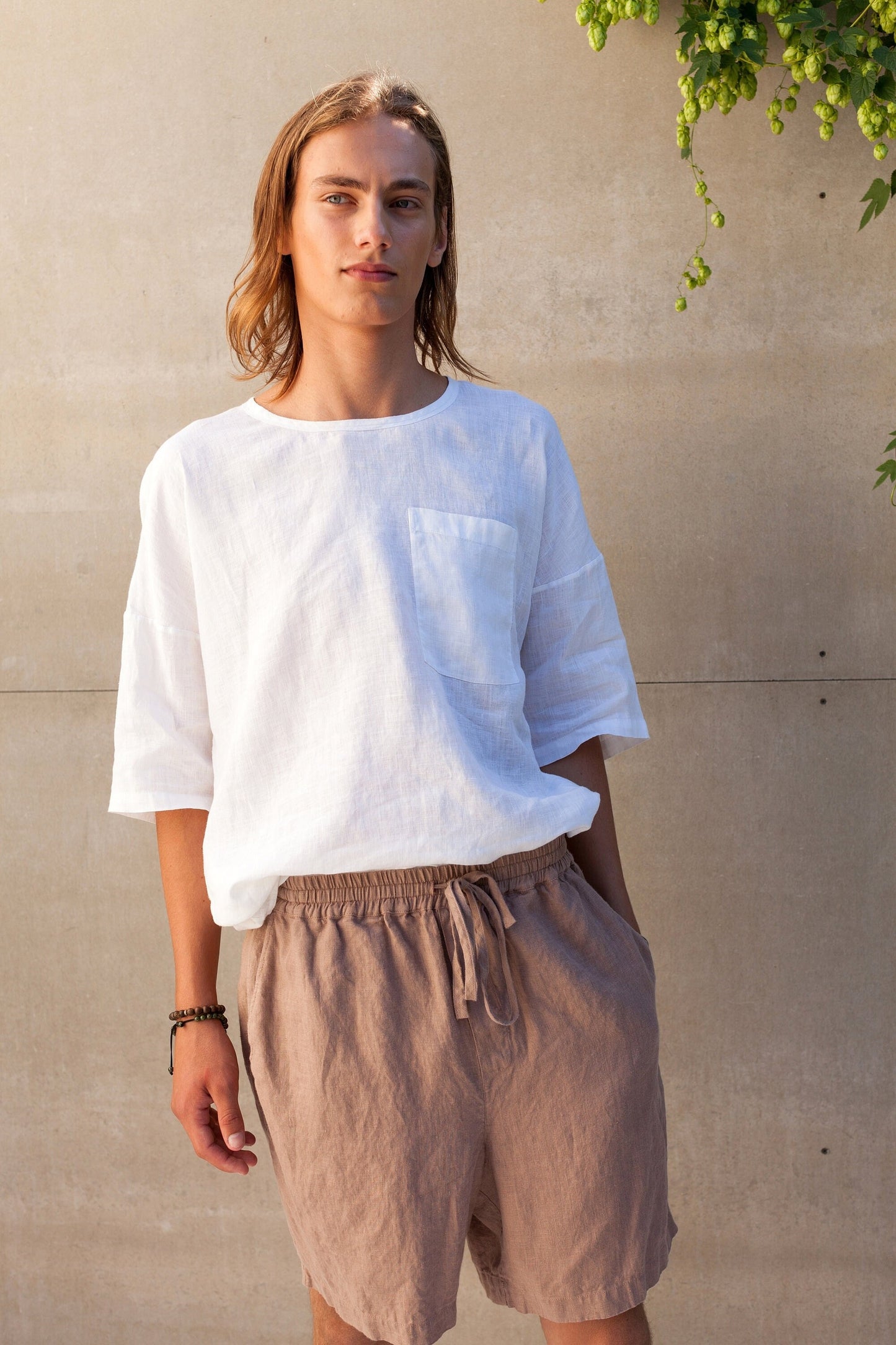 Men’s Relaxed Linen Shorts LUPINE, Breathable European Flax Pull-On Shorts