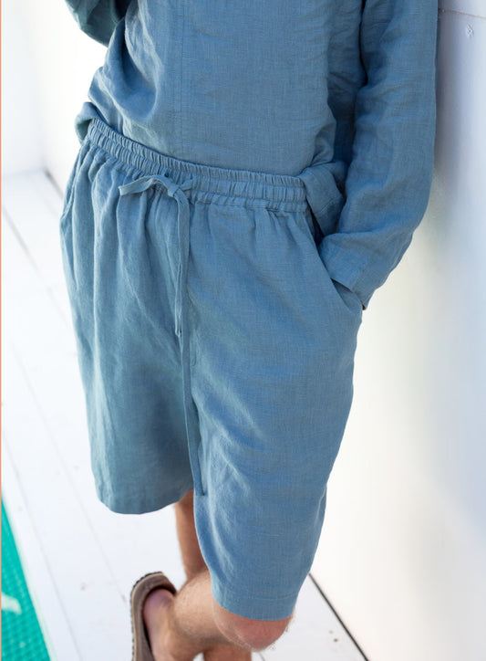 Men’s Washed Linen Shorts, LUPINE Relaxed Fit Summer Shorts